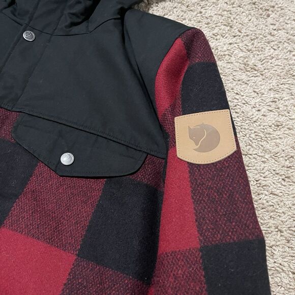 Fjallraven Jacket Mens XL Red Black Greenland Re-Wool Buffalo Plaid Lumberjack - Picture 6 of 12
